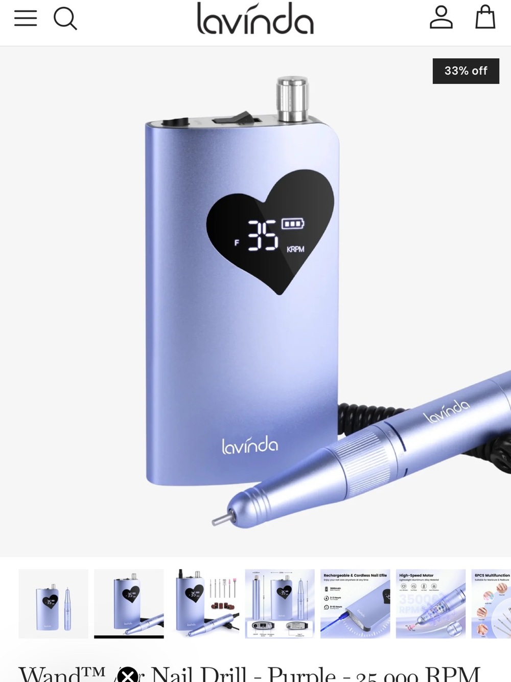 Lavinda Portable Nail Drill - Purple Cordless Electric Nail File